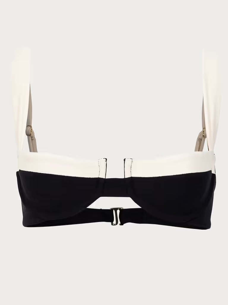 Nwt Same La Underwire Top Faux Suede Black/Cream - L
